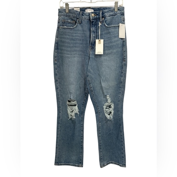 Good American Denim - NWT Good American Good Boy High Rise Straight Leg Distressed Jeans - Size 28